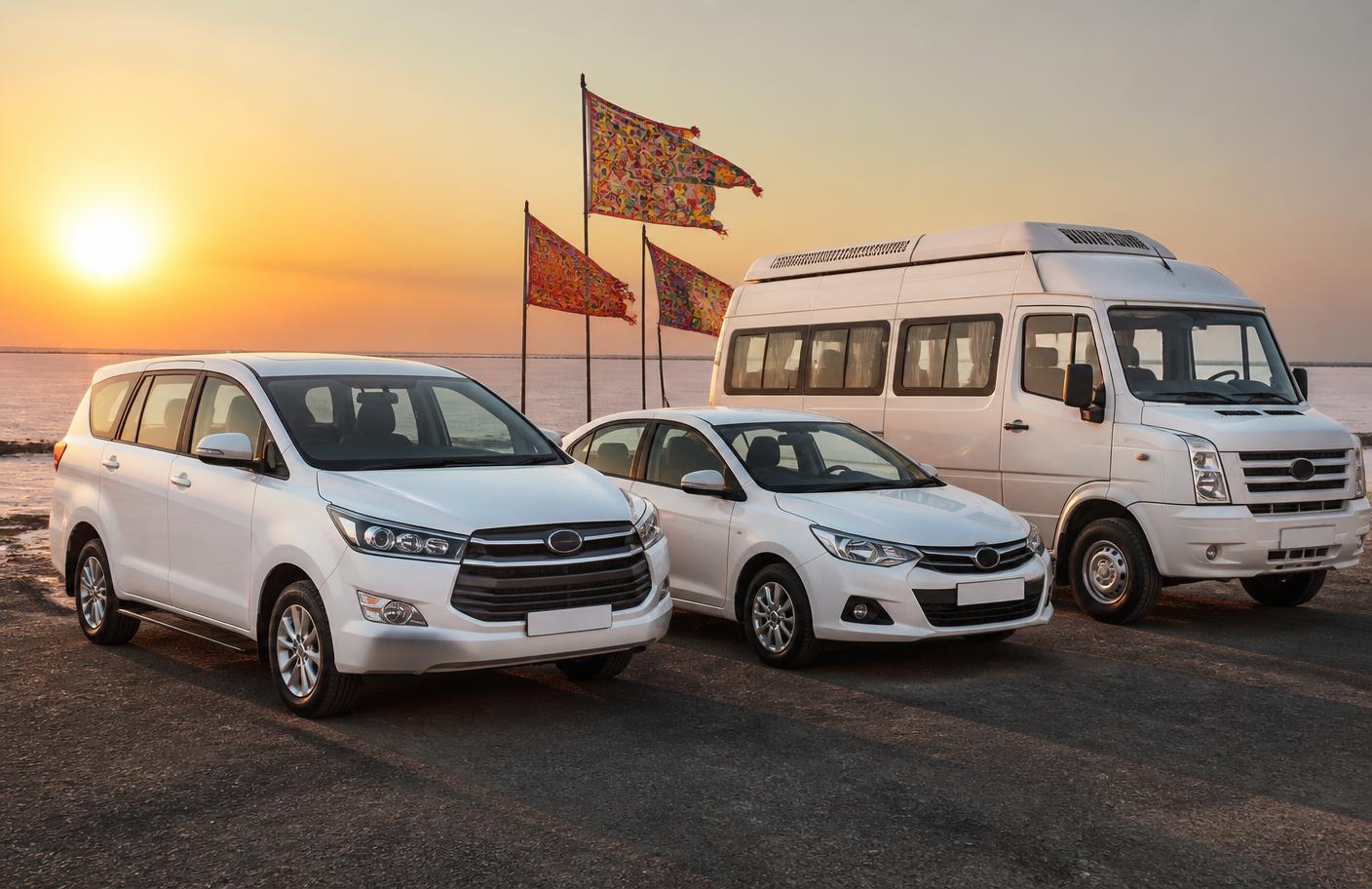 Bansi Tours fleet of cars and tempo traveller